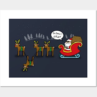 'Oh Great, A Flat' Funny Christmas Tee Posters and Art